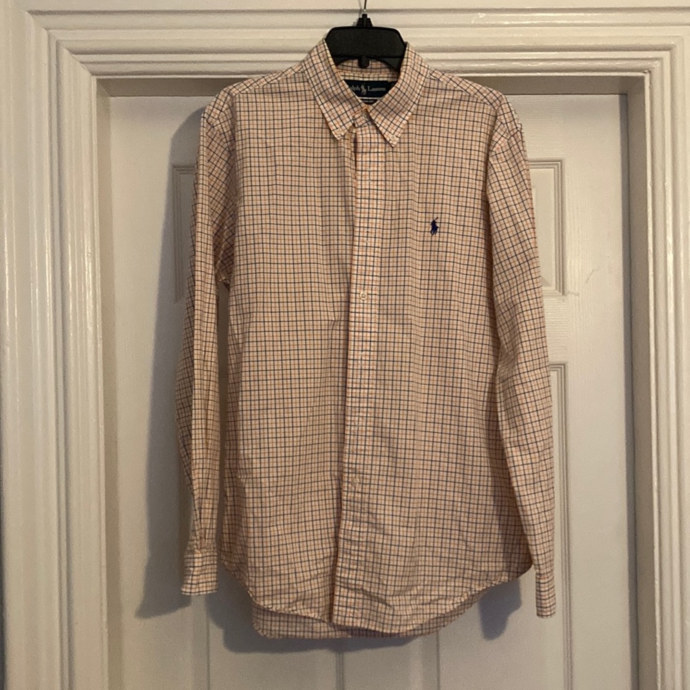 Men’s Large Blue/Orange Ralph Lauren Long Sleeve Button Down.